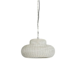 Wit gevlochten rieten hanglamp Light & Living Piedra - Ø 47 cm