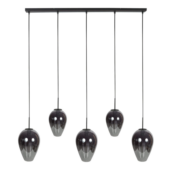 Zwarte hanglamp met bollen in smoke glas Mexlite HaloSwap