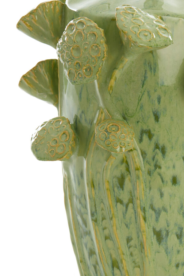 Keramische lampvoet groen bloemmotief Light & Living Lavci - H 32 cm - Image 4