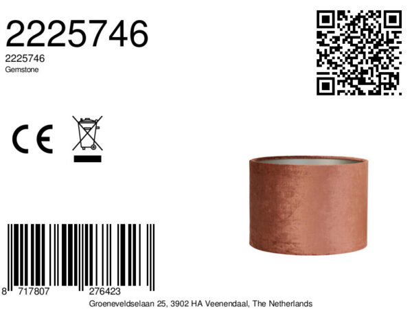 Fluwelen lampenkap terracotta cilindrisch Light & Living Gemstone - Ø 25 cm - Image 8
