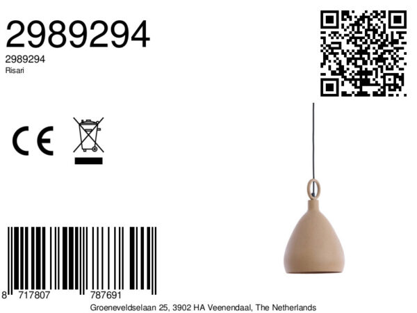 Beige keramische hanglamp stijlvol Light & Living Risari - Ø 24 cm - Image 6
