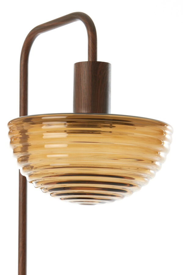 Vintage tafellamp met ambeurkleurig glas Light & Living Baylie - H 61 cm - Image 4