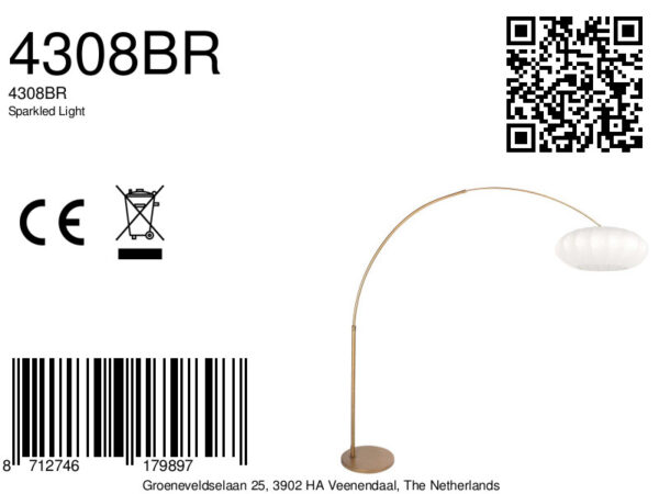Bronze booglamp met witte linnen kap Steinhauer Sparkled Light - Image 18