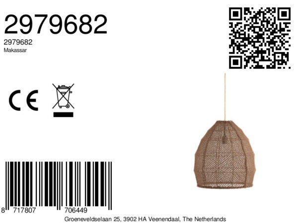 Bruine rotan hanglamp met vlechtwerk Light & Living Makassar - Ø 42 cm - Image 8