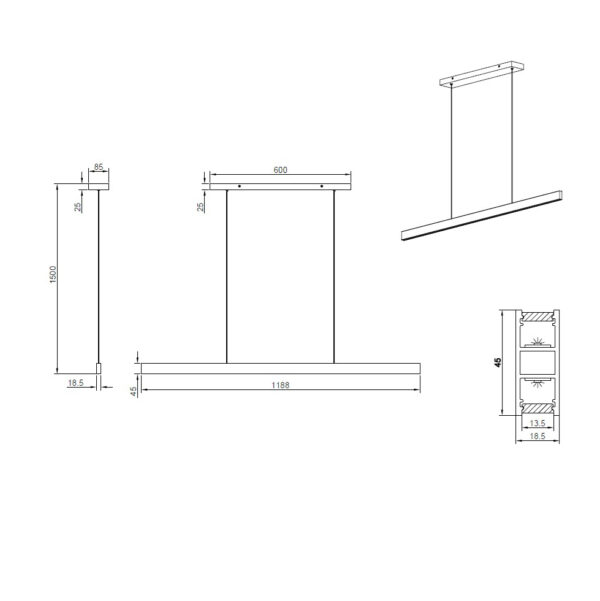 Goudkleurige design eettafellamp met up- & downlight Mexlite BrightLine - Image 7