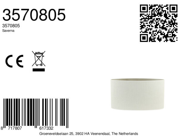 Witte stoffen lampenkap in cilinderformaat Light & Living Saverna - H 38 cm - Image 8
