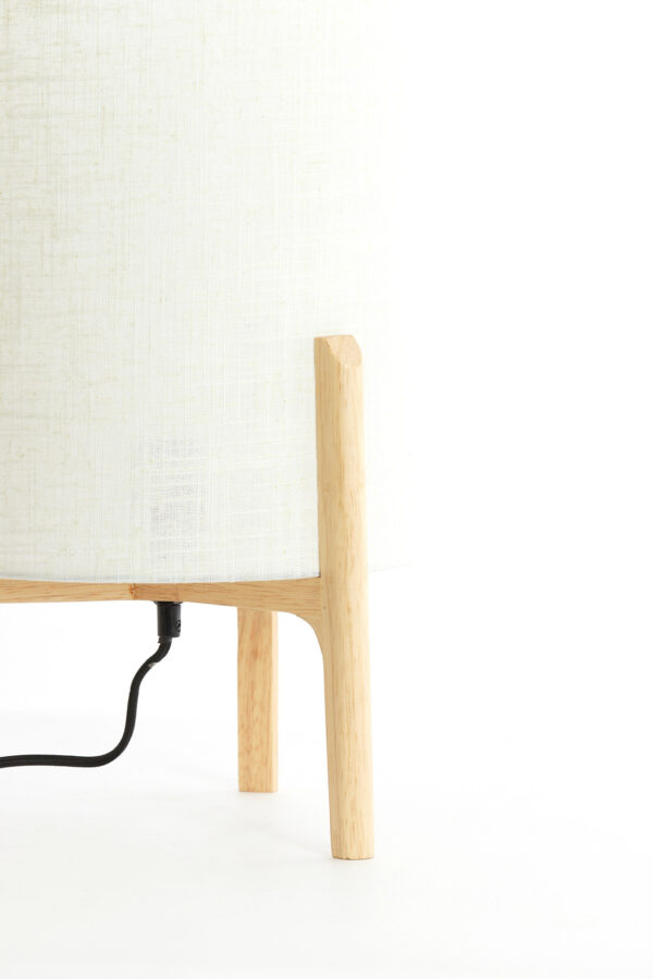 Houten tafellampje met stoffen lampenkap in beige Light & Living Litto - H 44 cm - Image 6