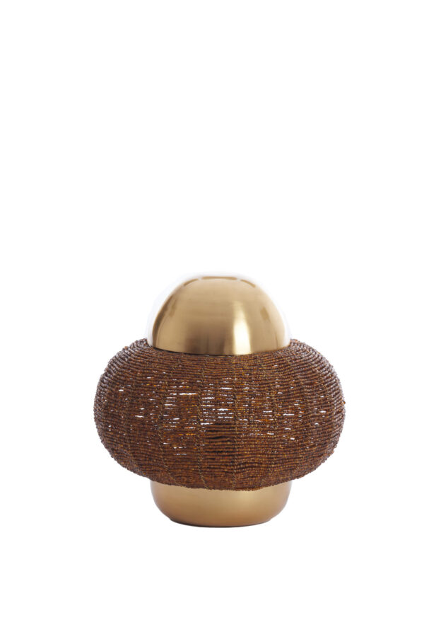 Bruine tafellamp met gouden accenten Light & Living Cetara - H 26 cm - Image 2