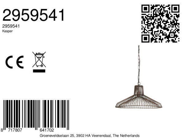 Zwarte industriële draad hanglamp Light & Living Kasper - Ø 65 cm - Image 6