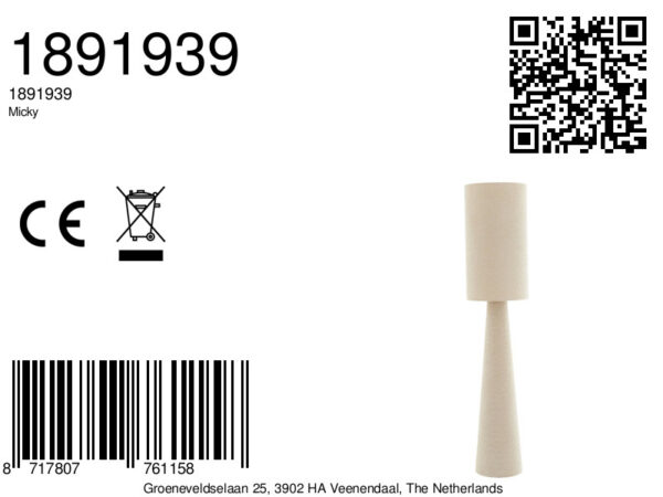 Hippe cilindervormige staande schemerlamp Light & Living Micky - H 180 cm - Image 7
