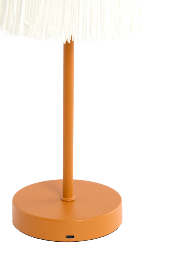 Vintage oranje tafellamp met franjes Light & Living Diny - H 35 cm - Image 4