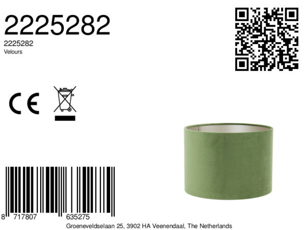 Groene lampenkap in cilinderformaat Light & Living Velours - Ø 25 cm - Image 5