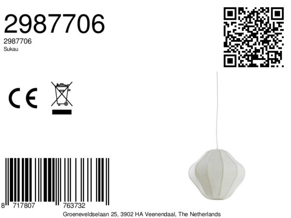 Beige ovale stoffen hanglamp Light & Living Sukau - Ø 38,5 cm - Image 7