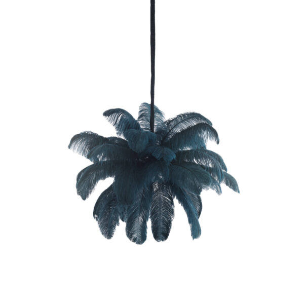 Donkerblauwe hanglamp met pluimen Light & Living Feather - B 80 cm