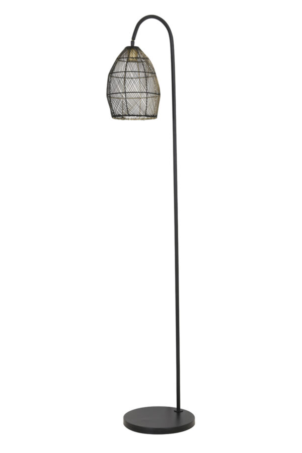 Zwart metalen staande lamp met draadkap Light & Living Meya - H 172 cm - Image 5