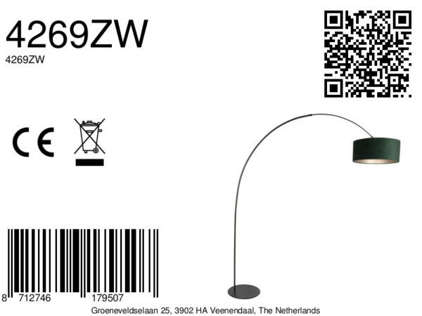 Trendy booglamp zwart velvet groene kap Anne Lighting Curve - Image 16