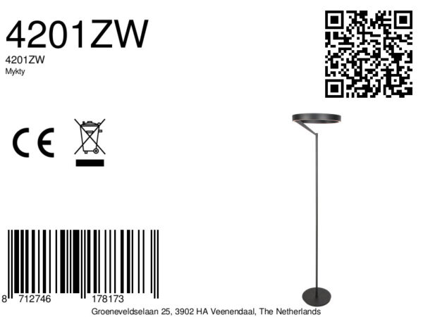 Zwarte design vloerlamp ring uplight Steinhauer Mykty - Image 15
