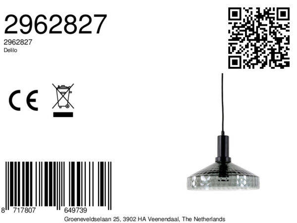 Grijze glazen hanglamp met structuur Light & Living Delilo - Ø 23 cm - Image 6