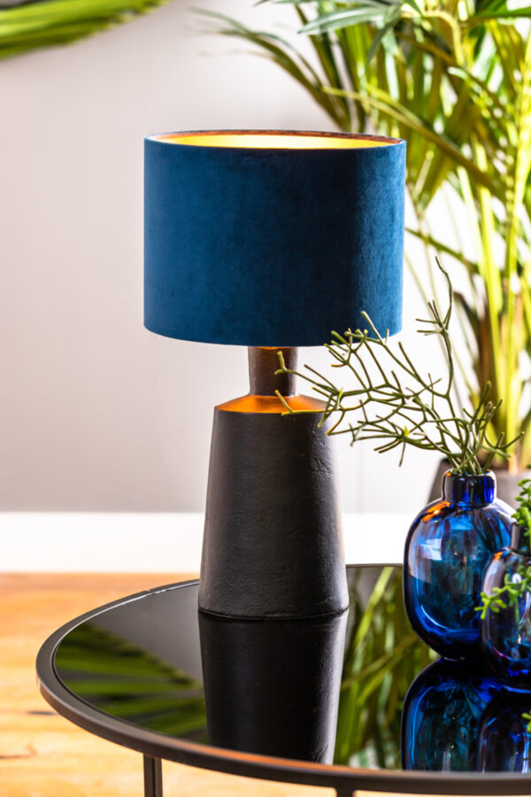 Blauwe lampenkap cilindervormig Light & Living Velours - Ø 25 cm - Image 4