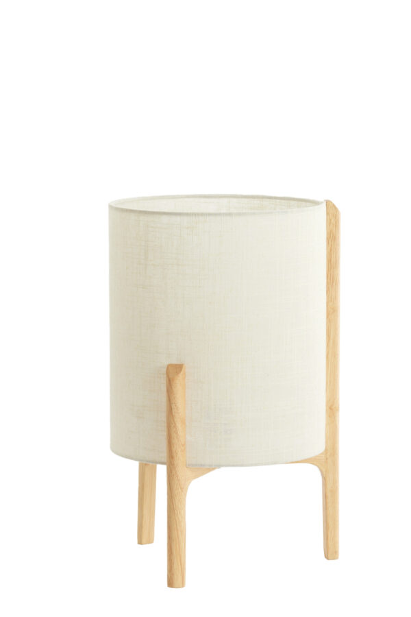 Houten tafellampje met stoffen lampenkap in beige Light & Living Litto - H 44 cm - Image 3