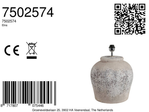 Steenlook lampvoet rustiek ontwerp Light & Living Etna - H 50 cm - Image 4
