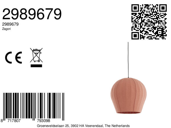 Roze bolvormige stoffen hanglamp Light & Living Zagori - Ø 44 cm - Image 6
