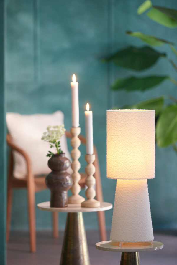 Crèmekleurige stoffen lamp Light & Living Mikkel - H 58 cm - Image 5