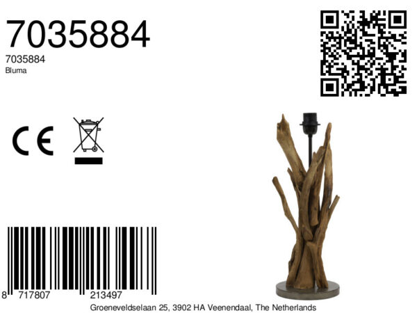 Houten lampenvoet natuurlijke stijl Light & Living Bluma - H 50 cm - Image 5