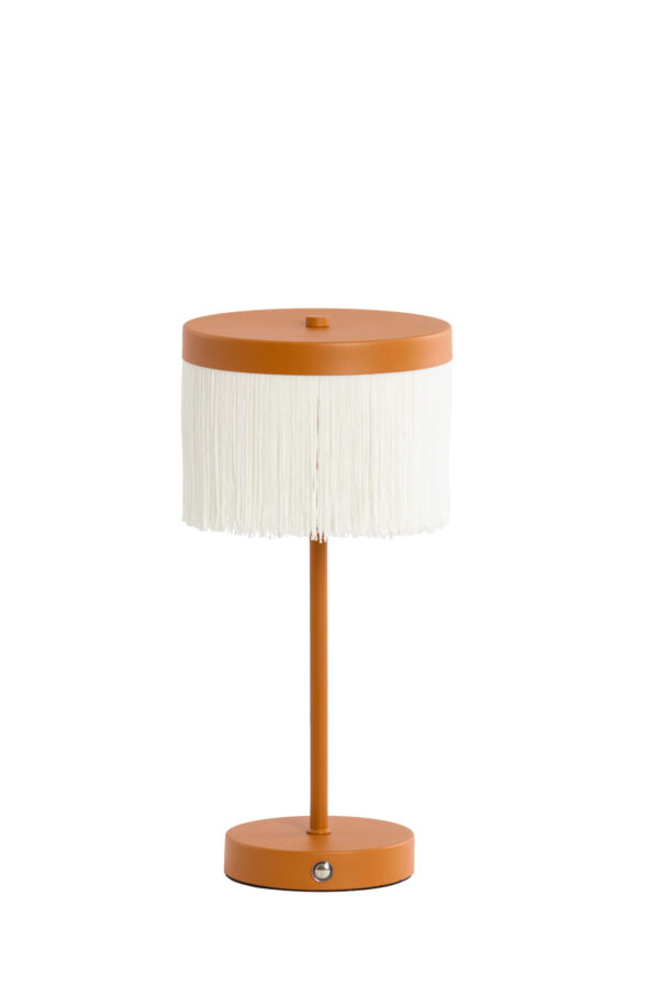 Vintage oranje tafellamp met franjes Light & Living Diny - H 35 cm - Image 2