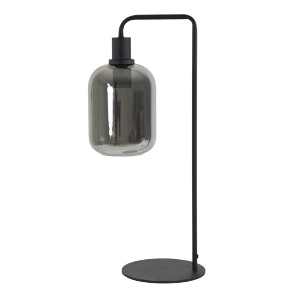 Rookgrijze glazen tafellamp met stijl Light & Living Lekar - H 60 cm