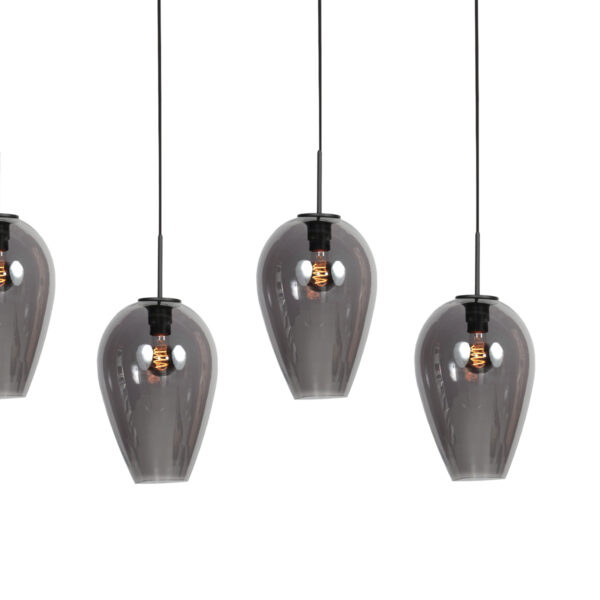 Langwerpige hanglamp met 5 druppelvormige smoke glazen Mexlite HaloSwap - Image 7