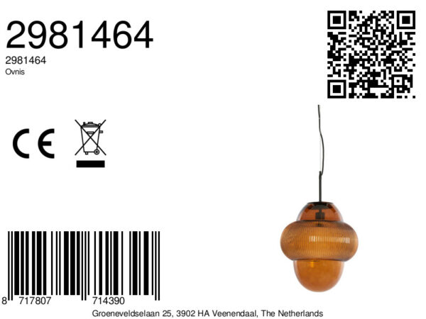Amberkleurige glazen hanglamp Light & Living Ovnis - Ø 35 cm - Image 7
