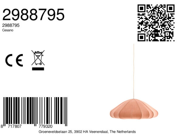 Roze stoffen hanglamp met originele vorm Light & Living Cesano - Ø 64 cm - Image 7