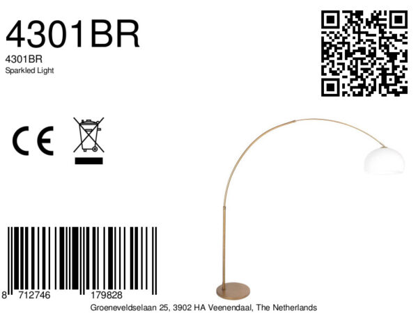 Klassieke booglamp brons met witte kap Steinhauer Sparkled Light - Image 18