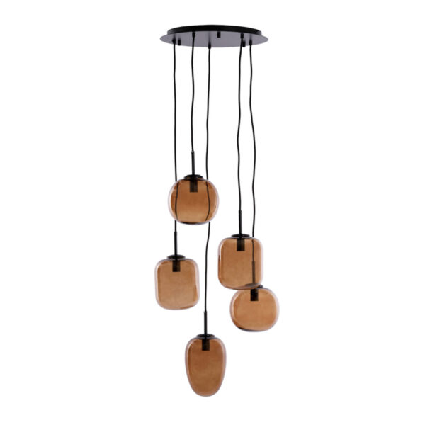 Cluster hanglamp met bruine glazen bollen Light & Living Mezza - B 45 cm