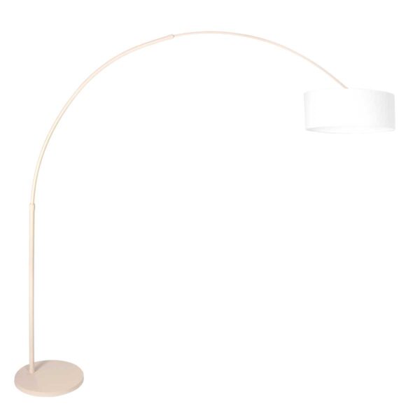 Staande booglamp beige met witte kap Steinhauer Sparkled Light