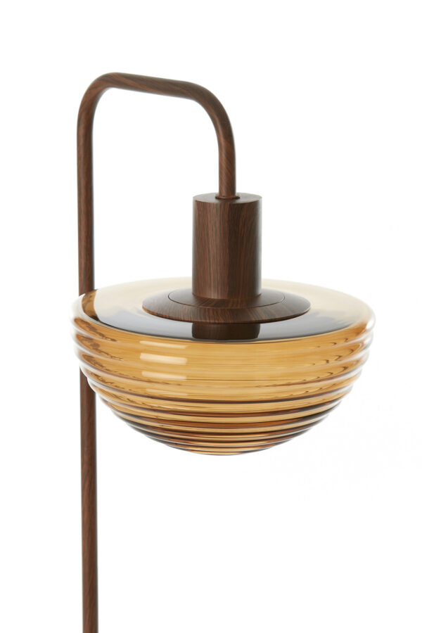 Vintage tafellamp met ambeurkleurig glas Light & Living Baylie - H 61 cm - Image 5