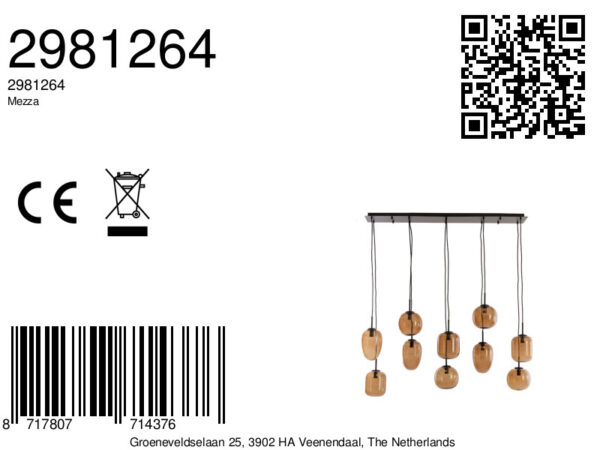 Amberkleurige glazen hanglamp Light & Living Mezza - B 120 cm - Image 9