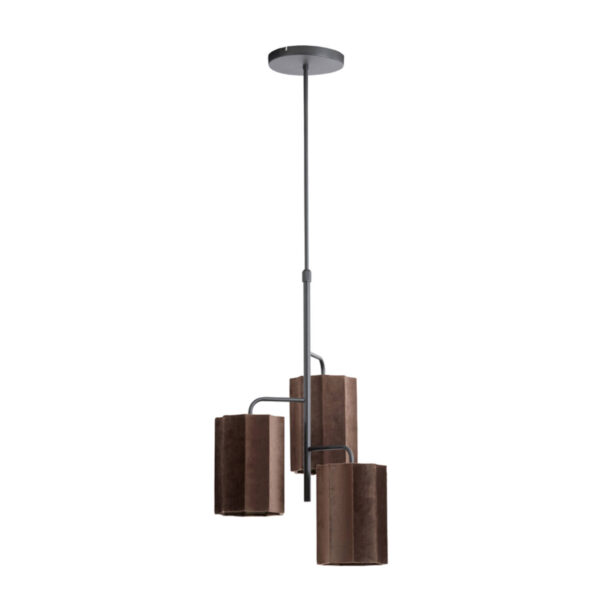 Fluwelen bruine hanglamp Light & Living Edisa - B 48 cm