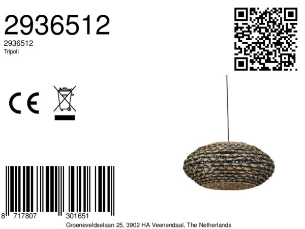 Zwart gevlochten rieten hanglamp Light & Living Tripoli - Ø 60 cm - Image 6