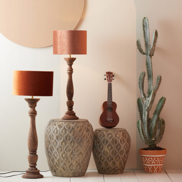 Fluwelen lampenkap terracotta cilindrisch Light & Living Gemstone - Ø 25 cm - Image 5