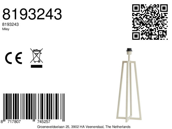 Witte lampenvoet geometrisch modern design Light & Living Miley - H 56 cm - Image 7
