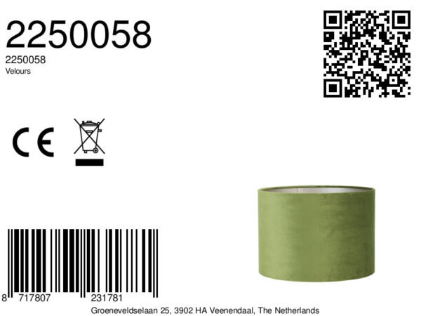Groene cilinder lampenkap in stijl Light & Living Velours - Ø 50 cm - Image 5