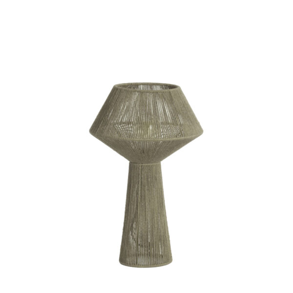 Groene japandi geweven tafellamp Light & Living Fugia - H 47 cm