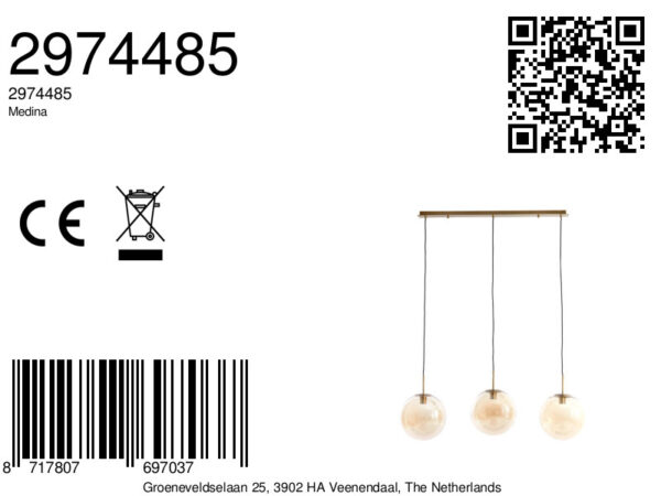 Glazen hanglamp met goudaccenten Light & Living Medina - B 120 cm - Image 8