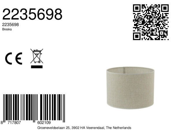 Cilindervormige lampenkap beige stof Light & Living Breska - Ø 35 cm - Image 9