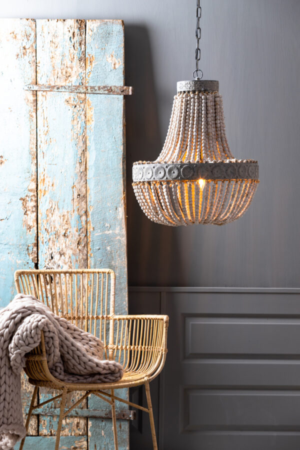 Houten kralen kroonluchter hanglamp Light & Living Luna - Ø 51 cm - Image 5