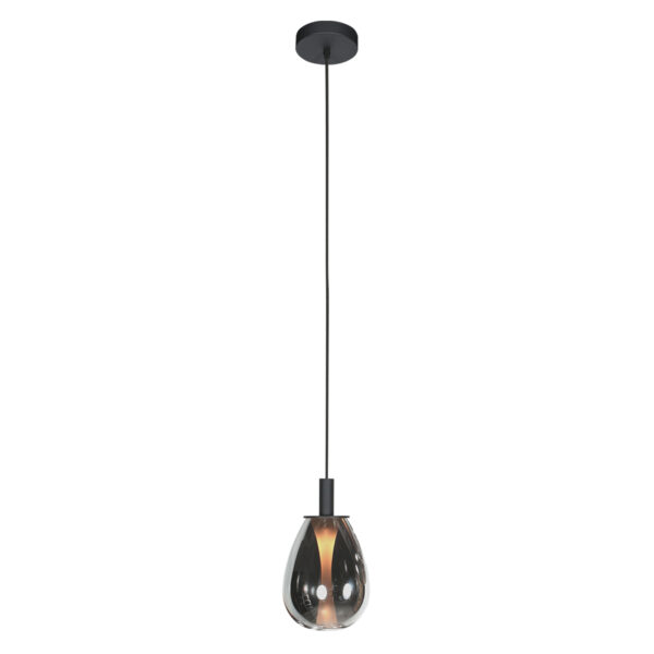 Slanke zwarte hanglamp met smoke glas Steinhauer Glimsy - Ø 14,50 cm