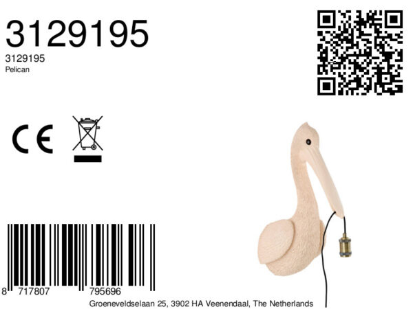 Pelikan wandlamp decorstuk Light & Living Pelican - wandlamp - H 63 cm - Image 6