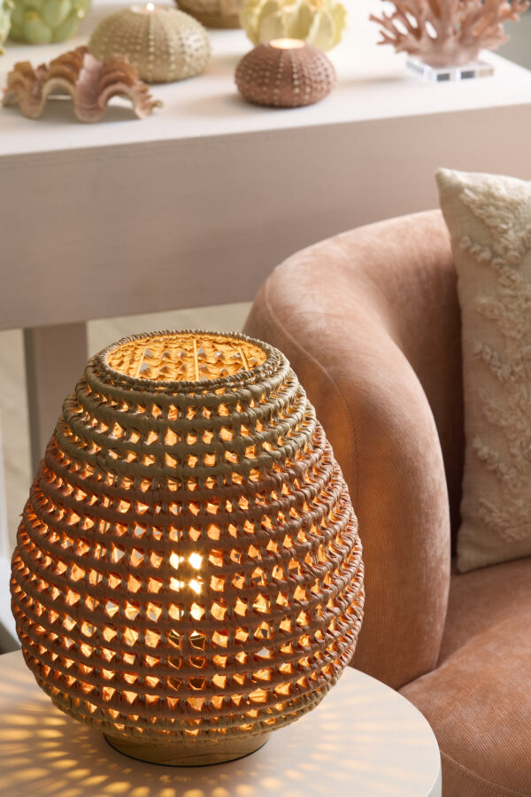 Gevlochten tafellamp natuurlijke tinten Light & Living Kalipa - H 34,5 cm - Image 5